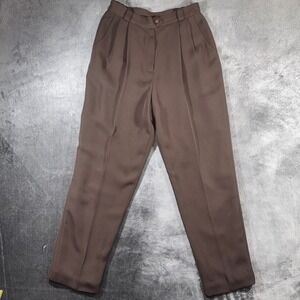 Ingenuity‎ Vintage Brown Pleated Trousers High Waist Tapered Dress Pants 7103 10